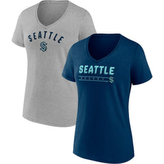 Seattle Kraken Fanatics Women's Parent 2-Pack V-Neck T-Shirt Set - Deep Sea Blue/Gray | Fanatics near me