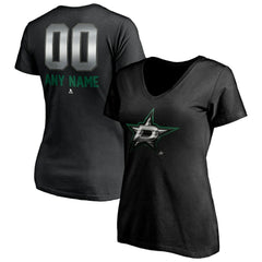 Dallas Stars Women's Personalized Midnight Mascot Logo V-Neck T-Shirt - Black | NHL on sale