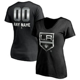 Los Angeles Kings Women's Personalized Midnight Mascot Logo V-Neck T-Shirt - Black | NHL Clearance