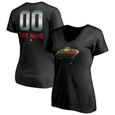 Minnesota Wild Women's Personalized Midnight Mascot Logo V-Neck T-Shirt - Black | NHL on sale