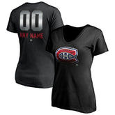 Montreal Canadiens Women's Personalized Midnight Mascot Logo V-Neck T-Shirt - Black | NHL on sale