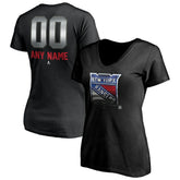 New York Rangers Women's Personalized Midnight Mascot Logo V-Neck T-Shirt - Black | NHL on sale