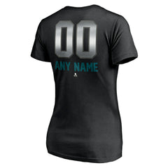San Jose Sharks Women's Personalized Midnight Mascot Logo V-Neck T-Shirt - Black | NHL near me