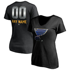 St. Louis Blues Women's Personalized Midnight Mascot Logo V-Neck T-Shirt - Black | NHL online