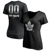 Toronto Maple Leafs Women's Personalized Midnight Mascot Logo V-Neck T-Shirt - Black | NHL online