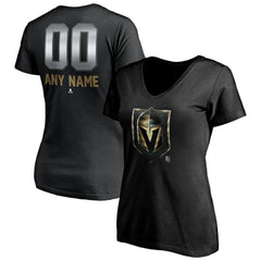 Vegas Golden Knights Women's Personalized Midnight Mascot Logo V-Neck T-Shirt - Black | NHL sale
