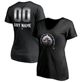 Winnipeg Jets Women's Personalized Midnight Mascot Logo V-Neck T-Shirt - Black | NHL Clearance