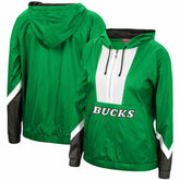Mitchell & Ness Milwaukee Bucks Women's Half-Zip Windbreaker 2.0 Hoodie Green