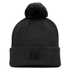Chicago Blackhawks Fanatics Women's Authentic Pro Road Cuffed Knit Hat with Pom - Black | Fanatics on sale