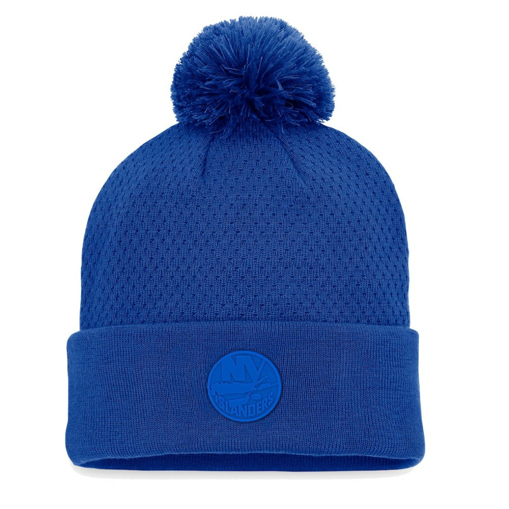 New York Islanders Fanatics Women's Authentic Pro Road Cuffed Knit Hat with Pom - Royal | Fanatics Lifestyle