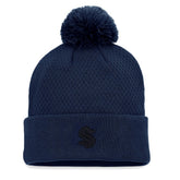 Seattle Kraken Fanatics Women's Authentic Pro Road Cuffed Knit Hat with Pom - Deep Sea Blue | Fanatics sale
