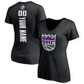 Sacramento Kings Women's Personalized Playmaker Team V-Neck T-Shirt Black