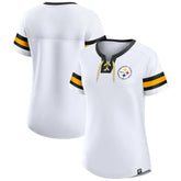 Pittsburgh Steelers Women's Sunday Best Lace-Up T-Shirt - White - Fanatics