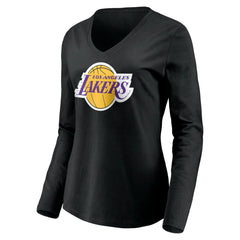 LeBron James Los Angeles Lakers Women's #6 Playmaker Name & Number Long Sleeve V-Neck T-Shirt Black