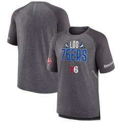 Fanatics Philadelphia 76ers 2022 Noches Ene-Be-A Core Shooting Raglan T-Shirt Heathered Gray
