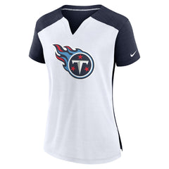 Tennessee Titans Women's Impact Exceed Performance Notch Neck T-Shirt - White/Navy - Nike