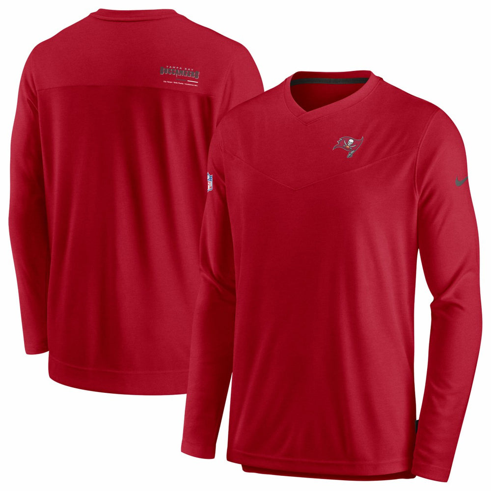 Tampa Bay Buccaneers Sideline Coach Chevron Lock Up Long Sleeve V-Neck Performance T-Shirt - Red - Nike