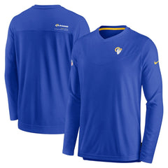 Los Angeles Rams Sideline Coach Chevron Lock Up Long Sleeve V-Neck Performance T-Shirt - Royal - Nike