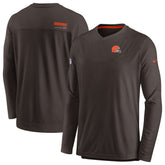 Cleveland Browns Sideline Coach Chevron Lock Up Long Sleeve V-Neck Performance T-Shirt - Brown - Nike