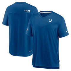 Indianapolis Colts Sideline Coach Chevron Lock Up Logo V-Neck Performance T-Shirt - Royal - Nike