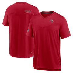 Tampa Bay Buccaneers Sideline Coach Chevron Lock Up Logo V-Neck Performance T-Shirt - Red - Nike