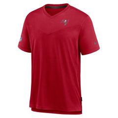 Tampa Bay Buccaneers Sideline Coach Chevron Lock Up Logo V-Neck Performance T-Shirt - Red - Nike