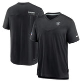 Las Vegas Raiders Sideline Coach Chevron Lock Up Logo V-Neck Performance T-Shirt - Black - Nike