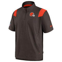 Cleveland Browns Sideline Coaches Chevron Lockup Pullover Top - Brown - Nike