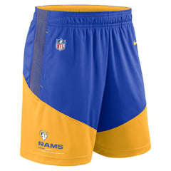 Los Angeles Rams Sideline Primary Lockup Performance Shorts - Royal/Gold - Nike