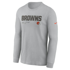Cleveland Browns Sideline Infograph Lock Up Performance Long Sleeve T-Shirt - Silver - Nike