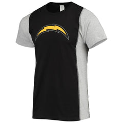 Los Angeles Chargers Refried Apparel Sustainable Split T-Shirt - Black/Heathered Gray - NFL