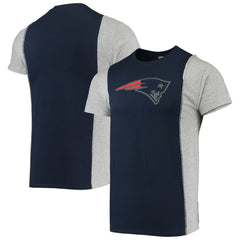 New England Patriots Refried Apparel Sustainable Split T-Shirt - Navy/Heathered Gray - NFL