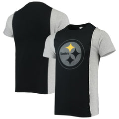 Pittsburgh Steelers Refried Apparel Sustainable Split T-Shirt - Black/Heathered Gray - NFL