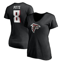 Kyle Pitts Atlanta Falcons Women's Player Icon Name & Number V-Neck T-Shirt - Black - Fanatics