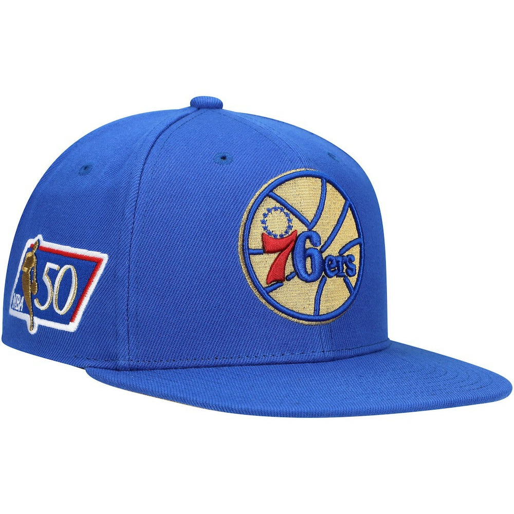 Mitchell & Ness Philadelphia 76ers 50th Anniversary Snapback Hat Royal