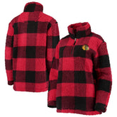 Chicago Blackhawks G-III 4Her by Carl Banks Women's Plaid Sherpa Quarter-Zip Jacket - Red/Black | NHL sale
