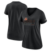 Cincinnati Bengals Women's Lock Up Tri-Blend V-Neck T-Shirt - Heathered Black - Nike