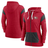 San Francisco 49ers Women's Monaco Lightweight Full-Zip Hoodie - Scarlet/Heather Black - Nike
