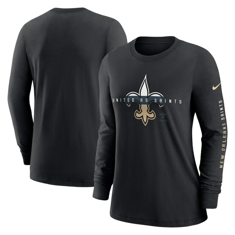 New Orleans Saints Women's Prime Split Long Sleeve T-Shirt - Black - Nike