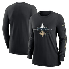 New Orleans Saints Women's Prime Split Long Sleeve T-Shirt - Black - Nike
