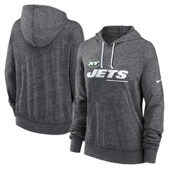 New York Jets Women's Team Spirit Gym Vintage Lightweight Hoodie Top - Heather Charcoal - Nike