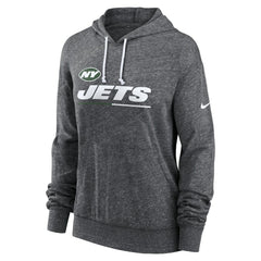 New York Jets Women's Team Spirit Gym Vintage Lightweight Hoodie Top - Heather Charcoal - Nike