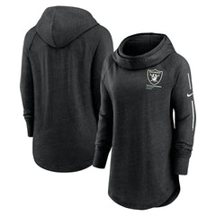 Las Vegas Raiders Women's Minimal Statement Lightweight Raglan Funnel Neck Pullover Hoodie - Black - Nike