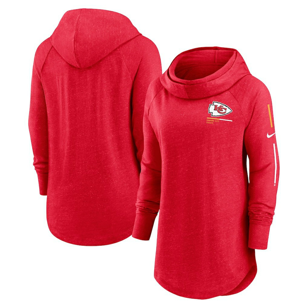 Kansas City Chiefs Women's Minimal Statement Lightweight Raglan Funnel Neck Pullover Hoodie - Red - Nike