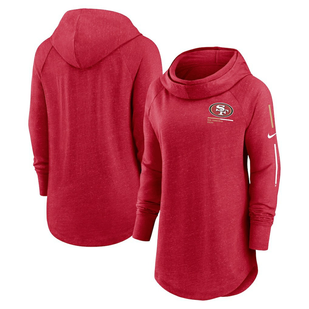 San Francisco 49ers Women's Minimal Statement Lightweight Raglan Funnel Neck Pullover Hoodie - Scarlet - Nike