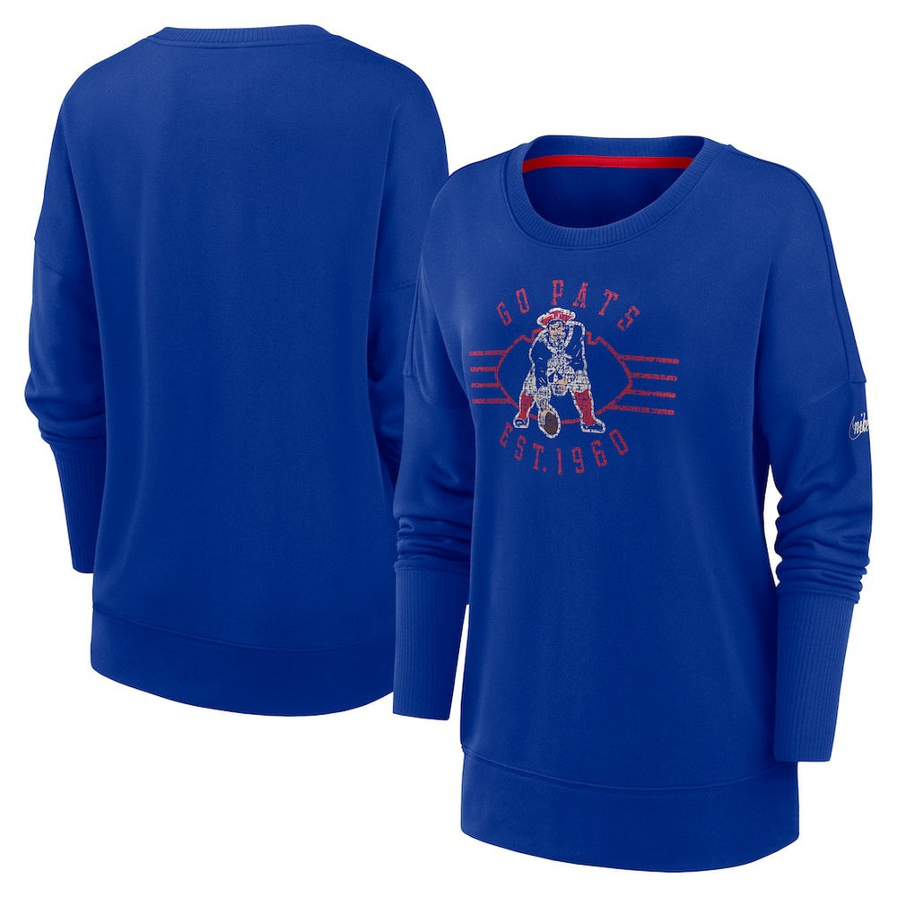 New England Patriots Women's Rewind Playback Icon Performance Pullover Sweatshirt - Royal - Nike