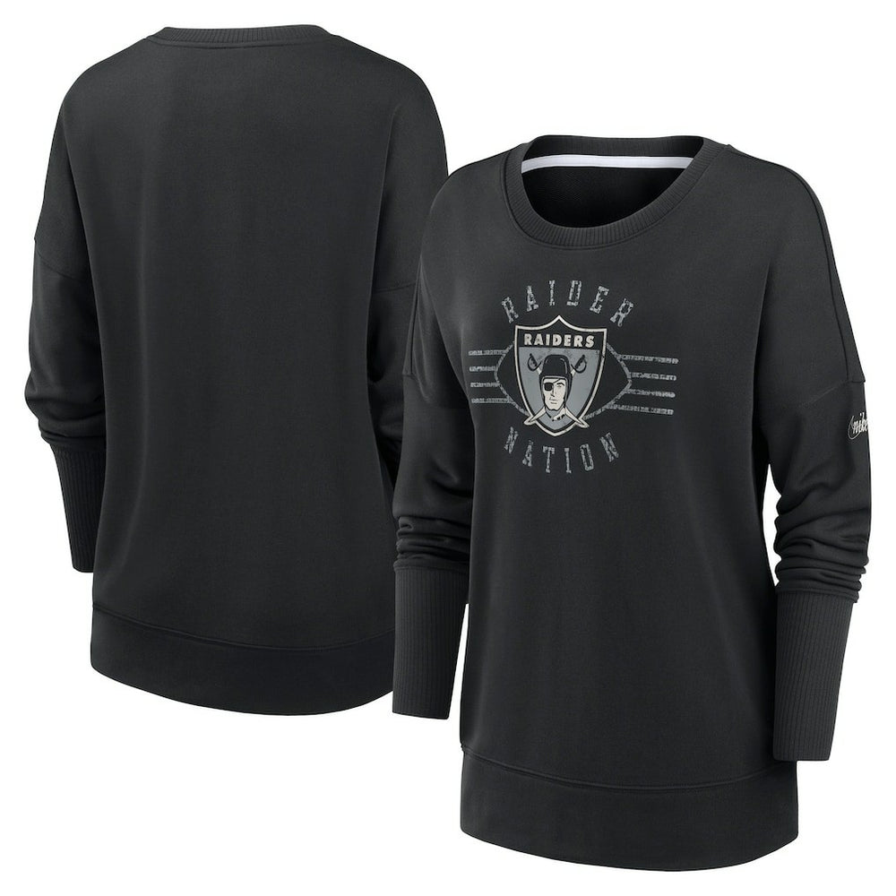 Las Vegas Raiders Women's Rewind Playback Icon Performance Pullover Sweatshirt - Black - Nike