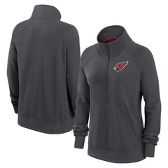 Arizona Cardinals Women's Premium Raglan Performance Half-Zip Sweatshirt - Charcoal - Nike