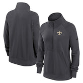 New Orleans Saints Women's Premium Raglan Performance Half-Zip Sweatshirt - Charcoal - Nike