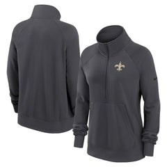 New Orleans Saints Women's Premium Raglan Performance Half-Zip Sweatshirt - Charcoal - Nike
